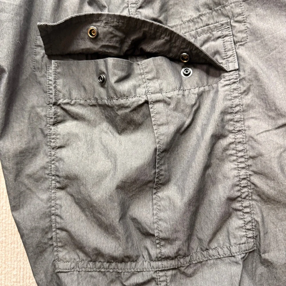 Relwen Mens Cargo Pants Medium Charcoal Grey Cotton Nylon Drawstring Hem Utility